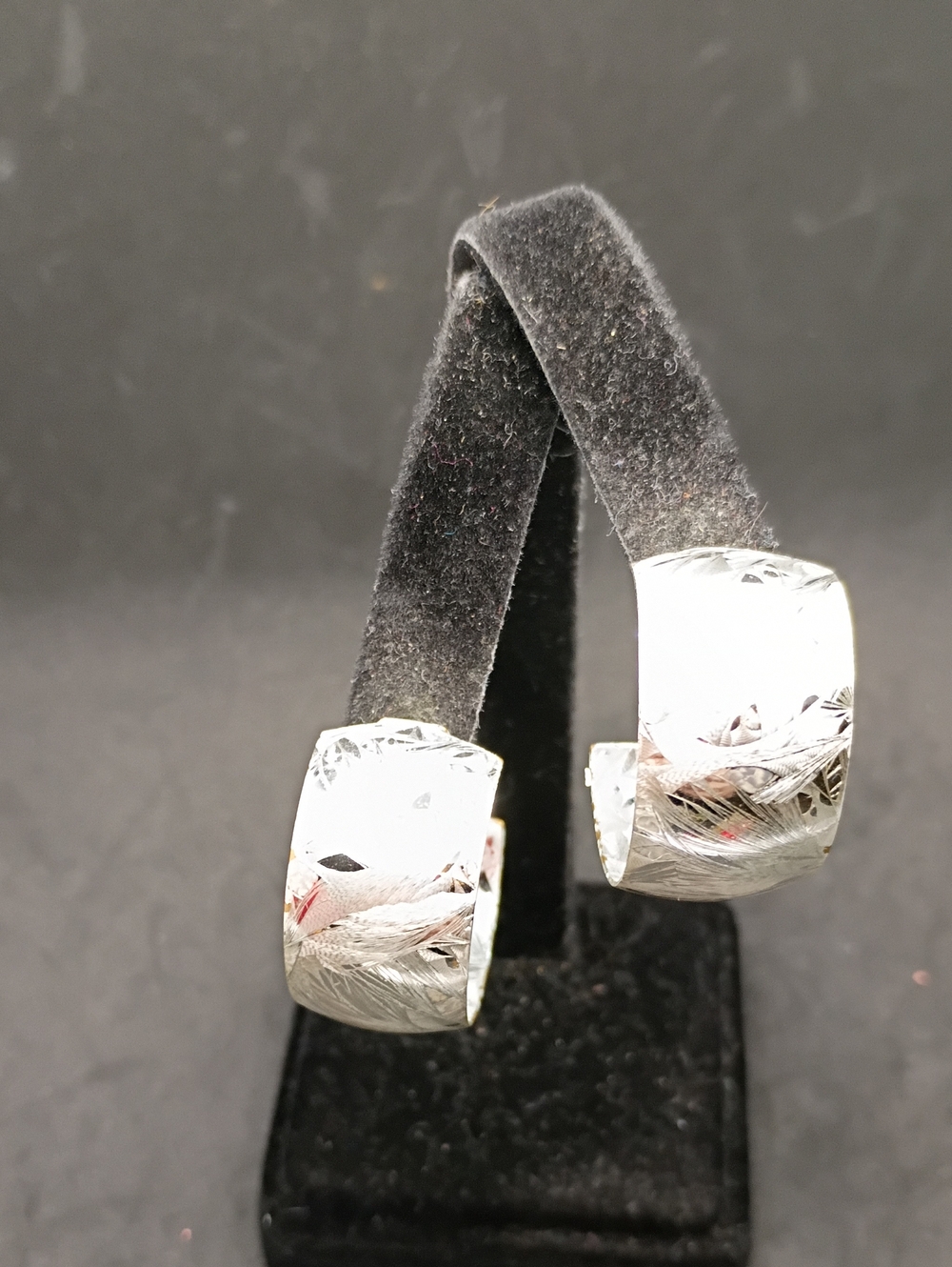 Textured Silver Tone Hoop Earrings